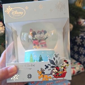 Disney Snow Globe with Mickey and Minnie in Blue and Red